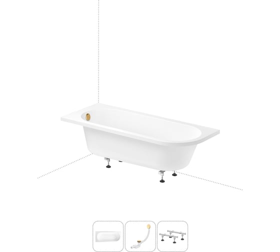 Изображение товара Акриловая ванна Lavinia Boho Art II в наборе 3 в 1: акриловая ванна (левый разворот), ножки, слив-перелив 202011046