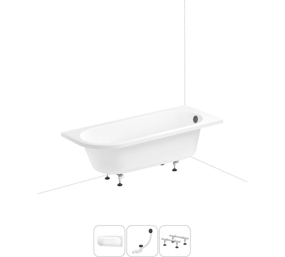 Изображение товара Акриловая ванна Lavinia Boho Art II в наборе 3 в 1: акриловая ванна (правый разворот), ножки, слив-перелив 202011001