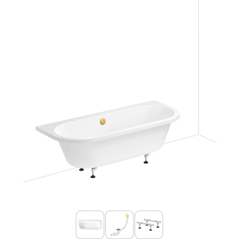 Изображение товара Акриловая ванна Lavinia Boho Art 3 в 1 овальная 205 л классический стиль