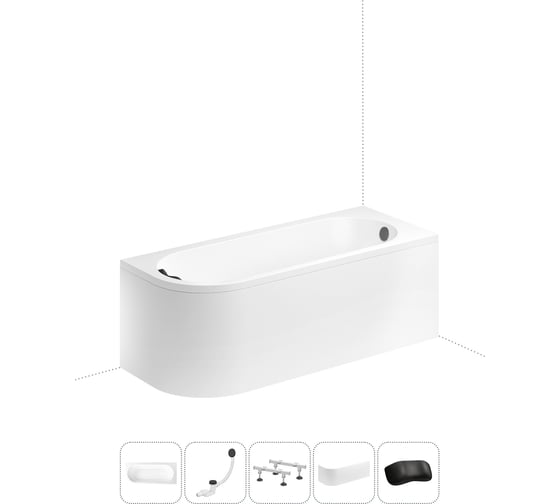 Изображение товара Акриловая ванна Lavinia Boho Art II в наборе 5 в 1: акриловая ванна (правый разворот), ножки, экран, слив-перелив, подголовник 202011695