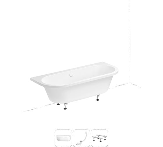 Изображение товара Акриловая ванна Lavinia Boho Art в наборе 3 в 1: акриловая ванна, ножки, слив-перелив 202010953