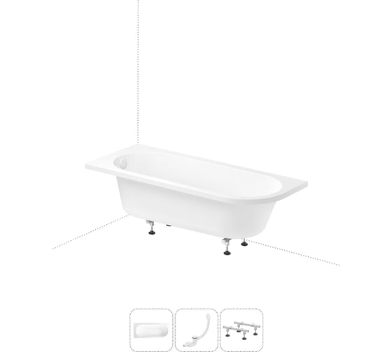Изображение товара Акриловая ванна Lavinia Boho Art II в наборе 3 в 1: акриловая ванна (левый разворот), ножки, слив-перелив 202010954