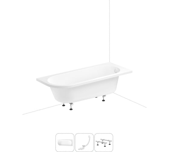 Изображение товара Акриловая ванна Lavinia Boho Art II в наборе 3 в 1: акриловая ванна (правый разворот), ножки, слив-перелив 202010955