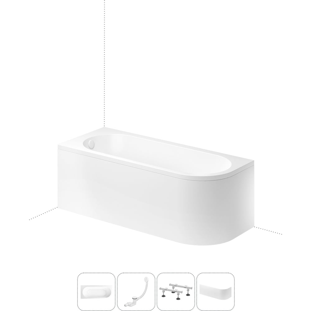 Изображение товара Акриловая ванна Lavinia Boho Art II 4 в 1 асимметричная белая