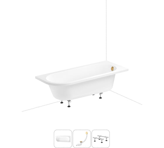 Изображение товара Акриловая ванна Lavinia Boho Art II в наборе 3 в 1: акриловая ванна (правый разворот), ножки, слив-перелив 202011047