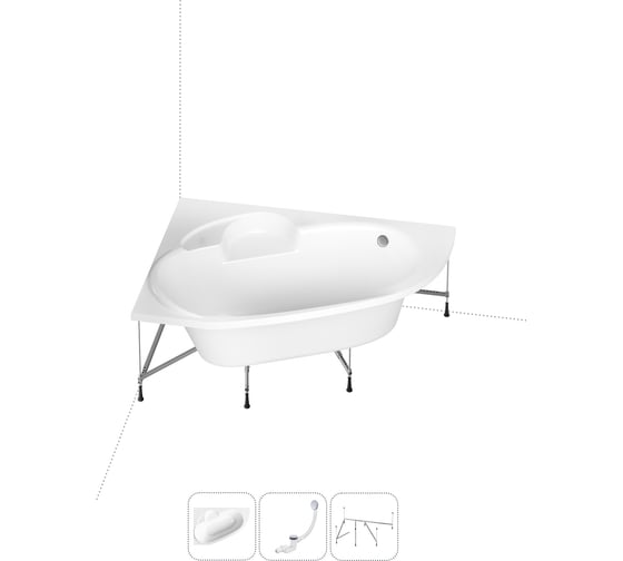 Изображение товара Акриловая ванна Lavinia Boho Bell Pro в наборе 3 в 1: акриловая ванна (левый разворот), каркас, слив-перелив 202010945