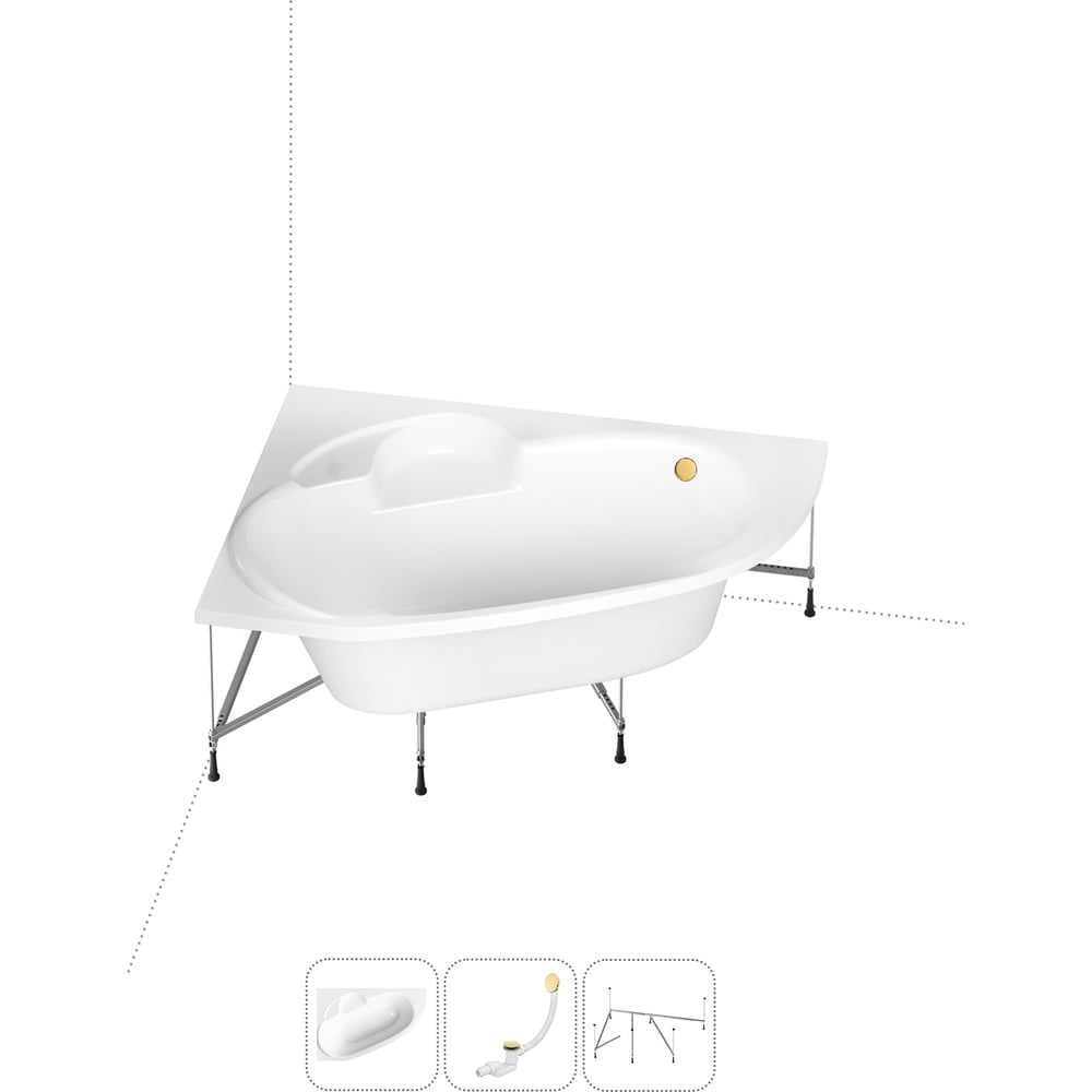 Изображение товара Акриловая ванна Lavinia Boho Bell Pro 3 в 1 с каркасом и слив-переливом