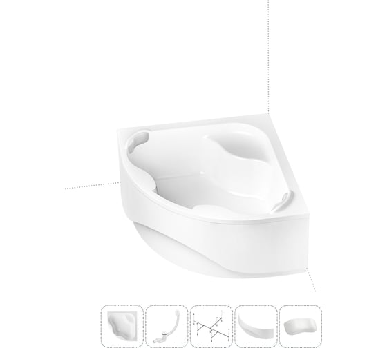 Изображение товара Акриловая ванна Lavinia Boho Aveo в наборе 5 в 1: акриловая ванна, каркас, экран, слив-перелив, подголовник 202011691