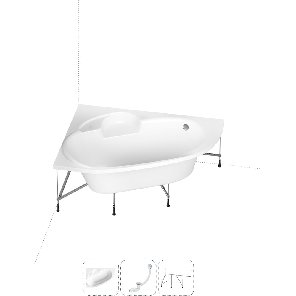 Изображение товара Акриловая ванна Lavinia Boho Bell Pro 3 в 1 с каркасом и сливом