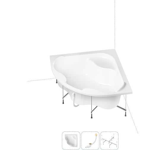 Изображение товара Акриловая ванна Lavinia Boho Aveo в наборе 3 в 1: акриловая ванна, каркас, слив-перелив 202011089