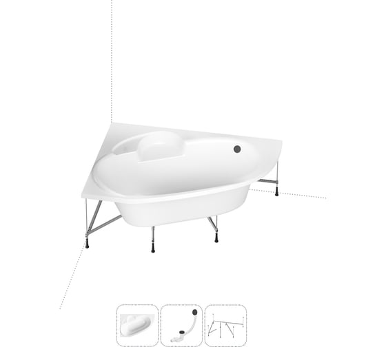 Изображение товара Акриловая ванна Lavinia Boho Bell Pro в наборе 3 в 1: акриловая ванна (левый разворот), каркас, слив-перелив 202011037