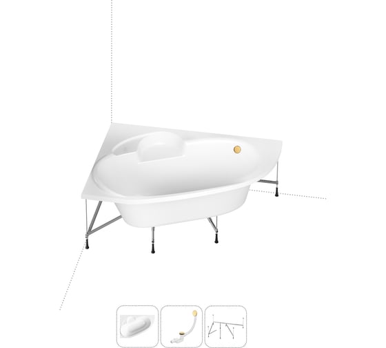 Изображение товара Акриловая ванна Lavinia Boho Bell Pro в наборе 3 в 1: акриловая ванна (левый разворот), каркас, слив-перелив 202011079