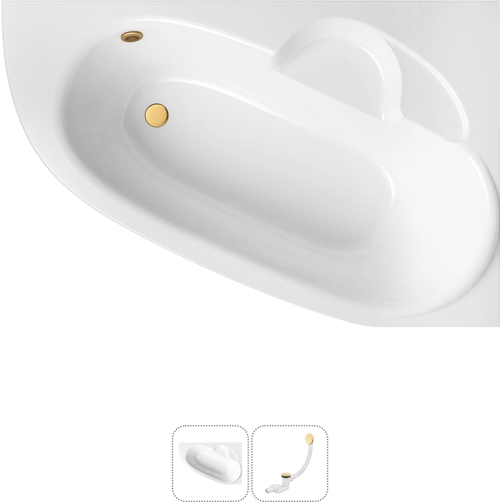 Изображение товара Акриловая ванна Lavinia Boho Bell Pro 2 в 1, асимметричная, встраиваемая, белая