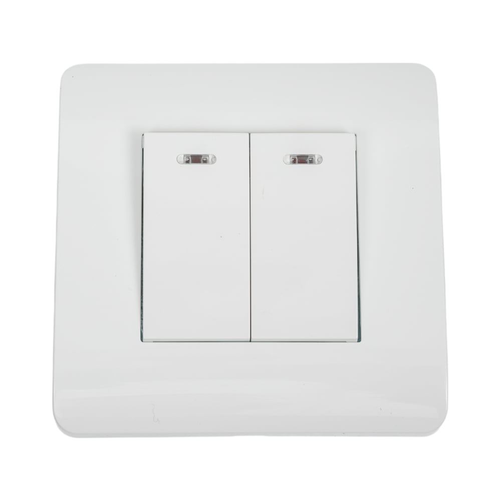 Изображение товара Выключатель 2-клавишный CHINT NEW3-E 10А с подсветкой белый