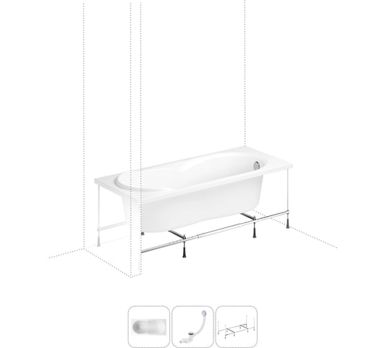 Изображение товара Акриловая ванна Lavinia Boho Easter Pro в наборе 3 в 1: акриловая ванна, каркас, слив-перелив 202010922