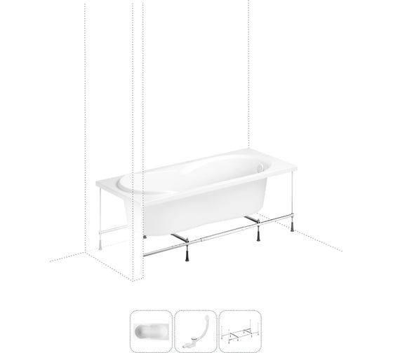 Изображение товара Акриловая ванна Lavinia Boho Easter Pro в наборе 3 в 1: акриловая ванна, каркас, слив-перелив 202010967