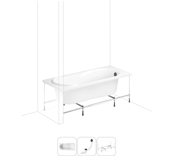 Изображение товара Акриловая ванна Lavinia Boho Easter Pro в наборе 3 в 1: акриловая ванна, каркас, слив-перелив 202011014