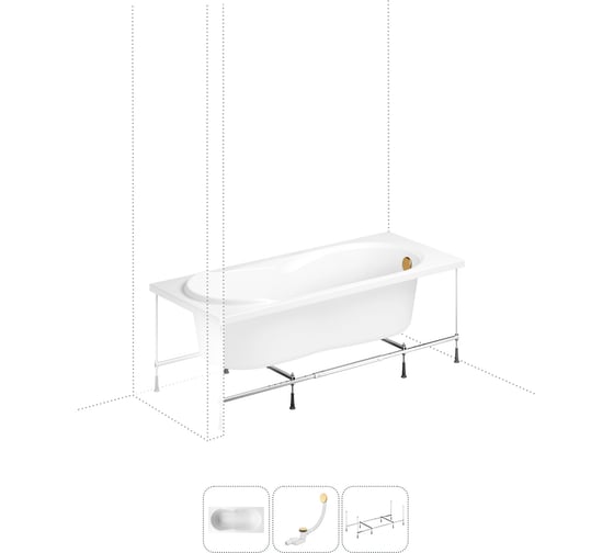 Изображение товара Акриловая ванна Lavinia Boho Easter Pro в наборе 3 в 1: акриловая ванна, каркас, слив-перелив 202011059