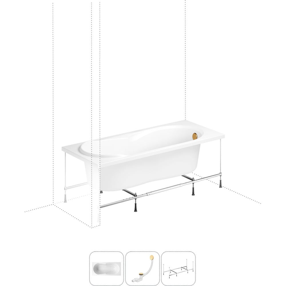 Изображение товара Акриловая ванна Lavinia Boho Easter Pro в комплекте с каркасом, без гидромассажа