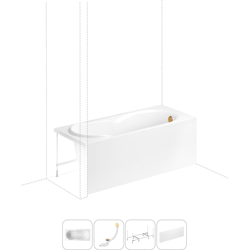 Изображение товара Акриловая ванна Lavinia Easter Pro 4 в 1 с каркасом и экраном белая