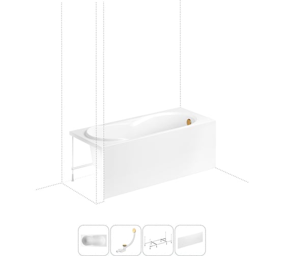 Изображение товара Акриловая ванна Lavinia Boho Easter Pro в наборе 4 в 1: акриловая ванна, каркас, экран, слив-перелив 202011244