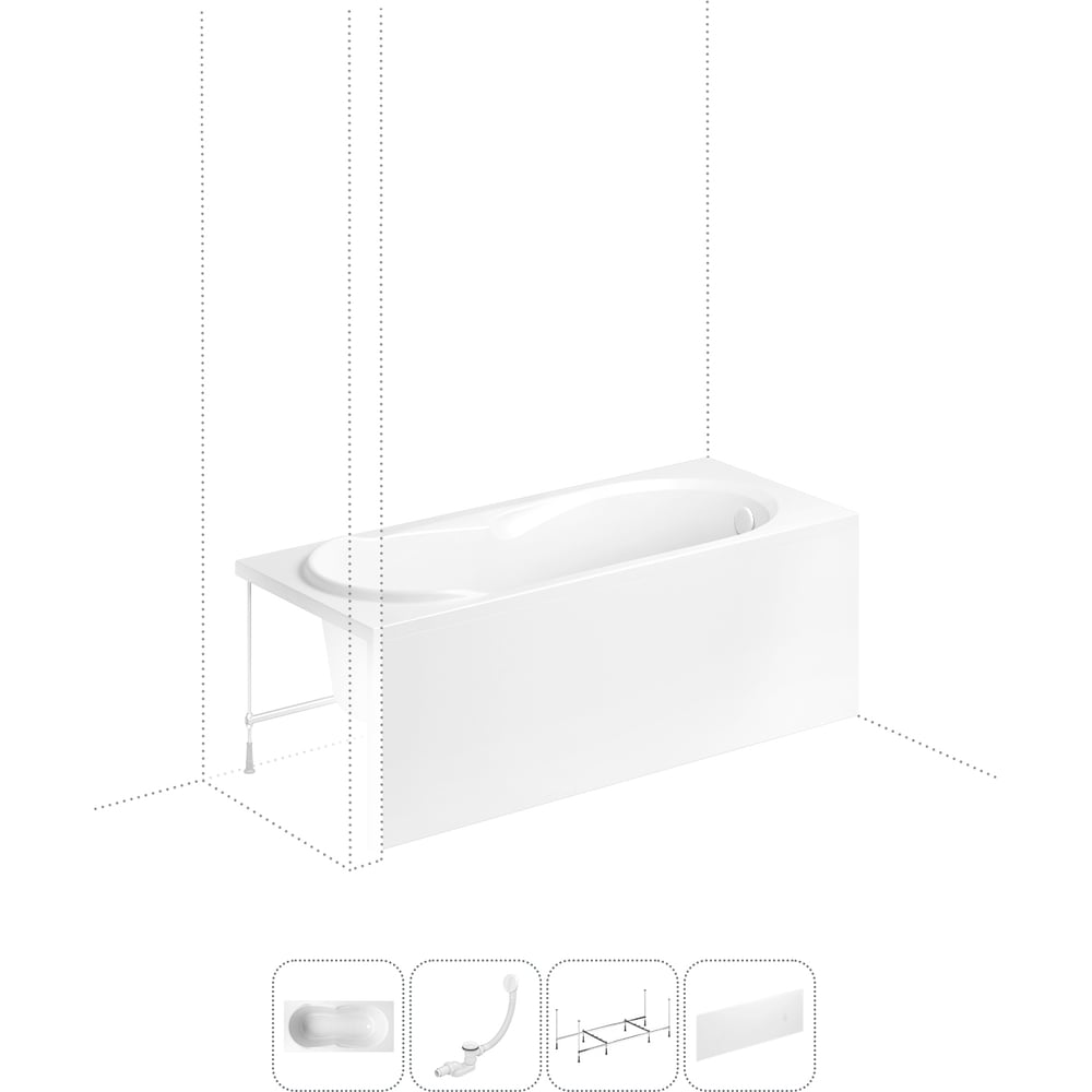 Изображение товара Акриловая ванна Lavinia Boho Easter Pro 4 в 1 с каркасом и экраном