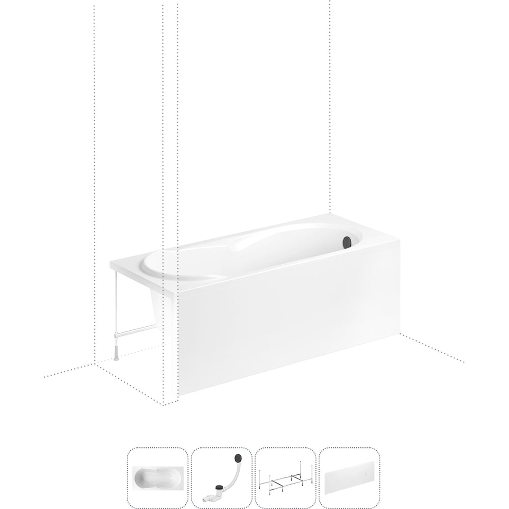 Изображение товара Акриловая ванна Lavinia Boho Easter Pro 4 в 1 с экраном и каркасом