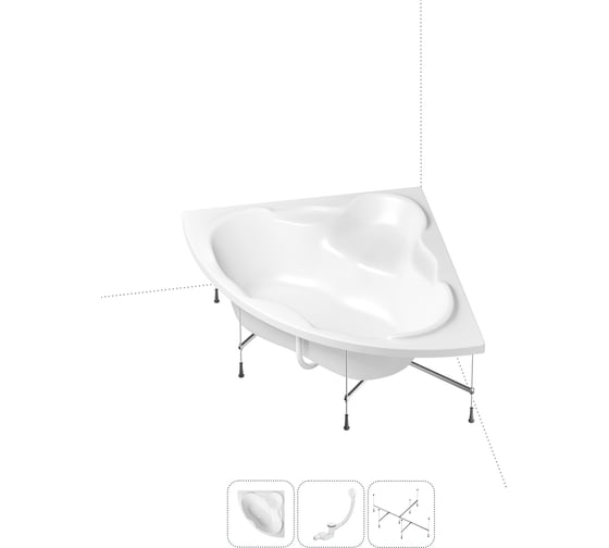 Изображение товара Акриловая ванна Lavinia Boho Elegant в наборе 3 в 1: акриловая ванна, каркас, слив-перелив 202010995
