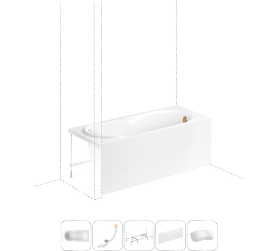 Изображение товара Акриловая ванна Lavinia Boho Easter Pro в наборе 5 в 1: акриловая ванна, каркас, экран, слив-перелив, подголовник 202011754