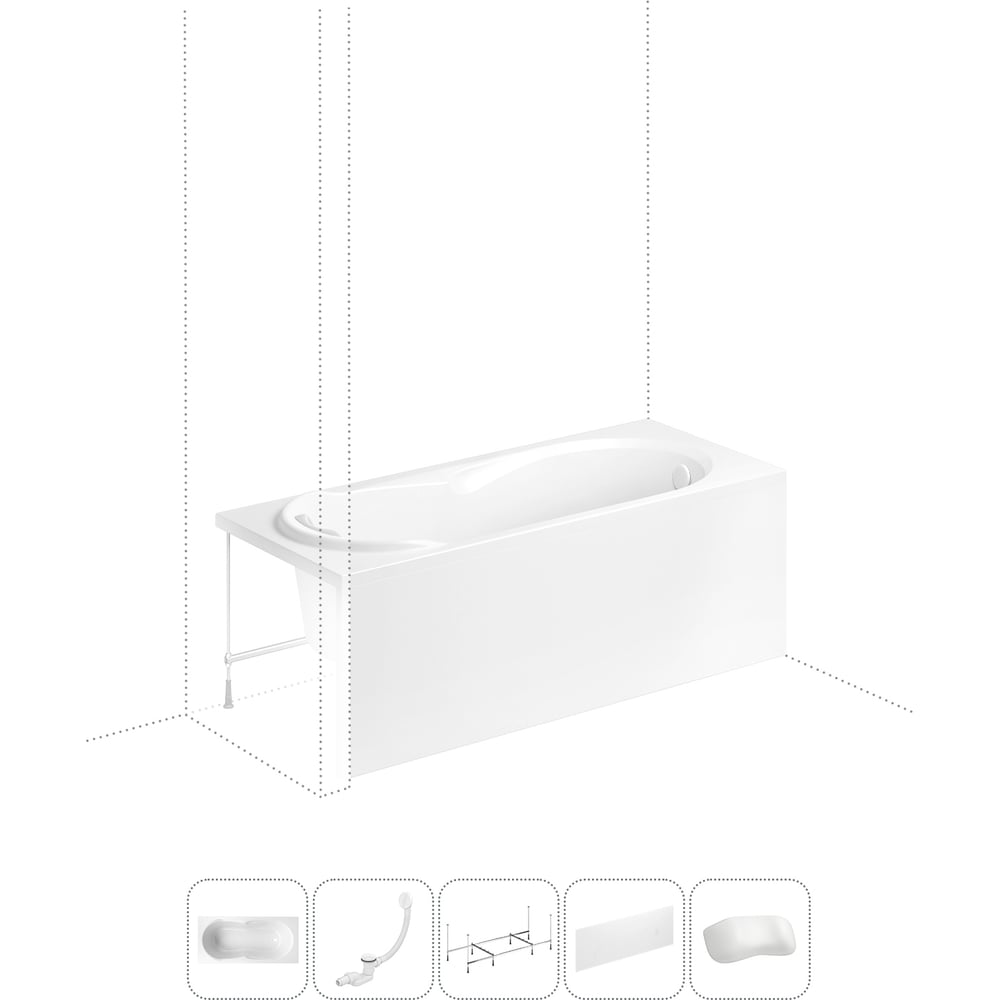 Изображение товара Акриловая ванна Lavinia Boho Easter Pro 5 в 1, прямоугольная, белая