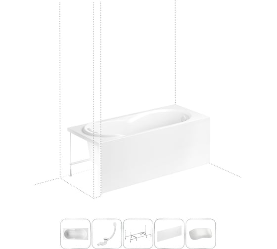 Изображение товара Акриловая ванна Lavinia Boho Easter Pro в наборе 5 в 1: акриловая ванна, каркас, экран, слив-перелив, подголовник 202011662