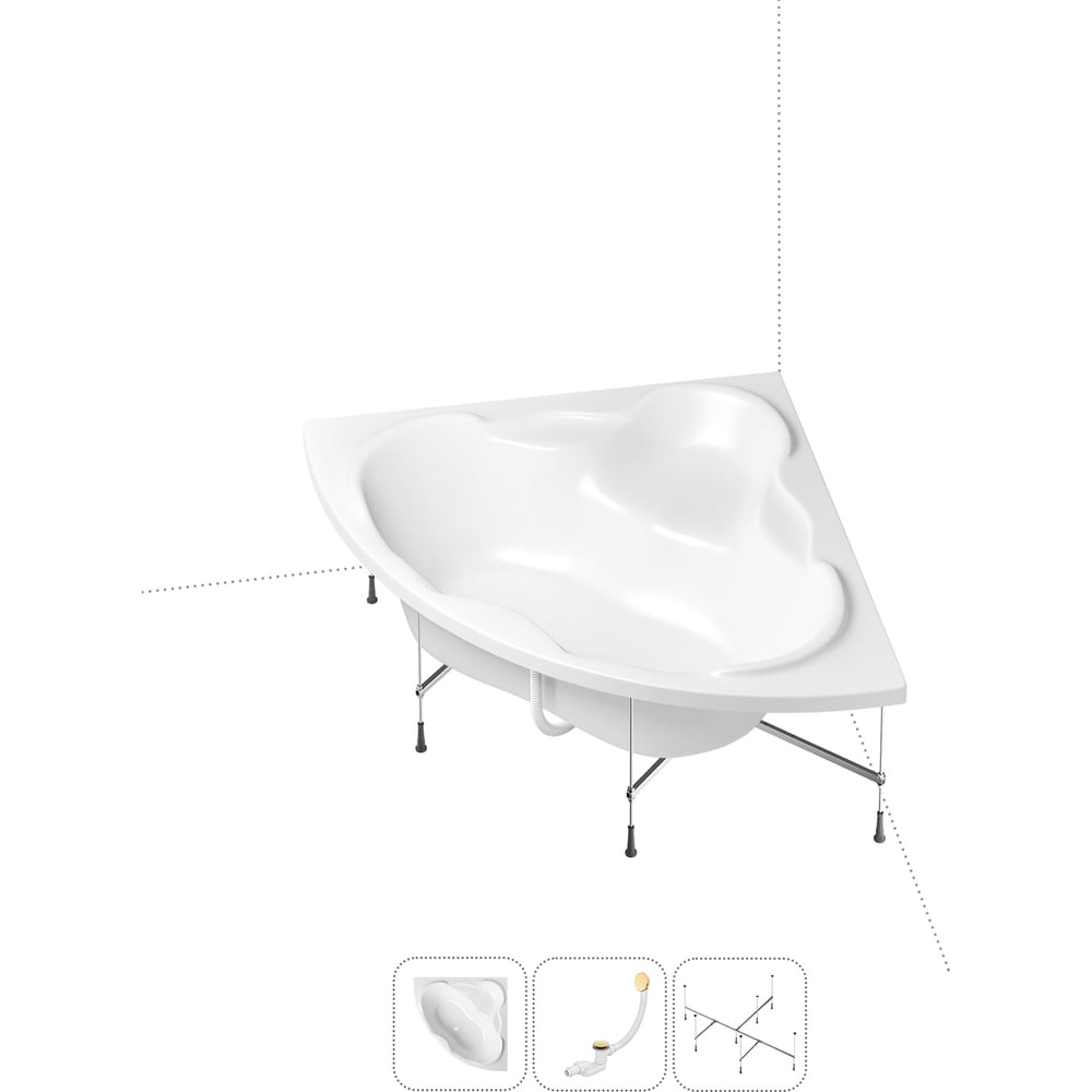 Изображение товара Акриловая ванна Lavinia Boho Elegant 3 в 1 угловая белая с каркасом