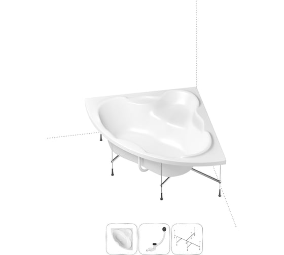 Изображение товара Акриловая ванна Lavinia Boho Elegant в наборе 3 в 1: акриловая ванна, каркас, слив-перелив 202011041