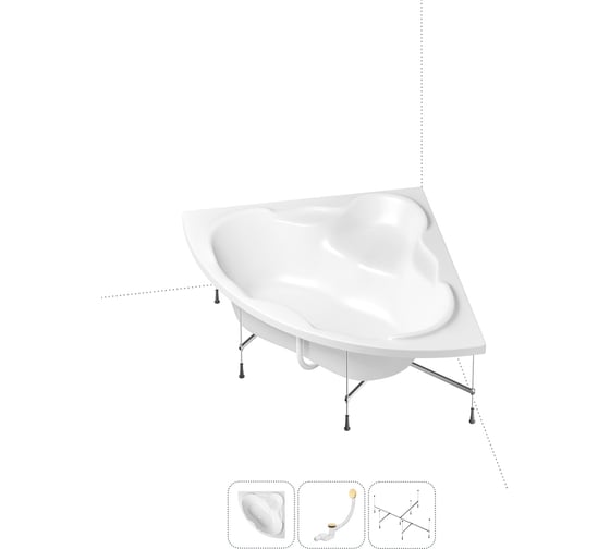 Изображение товара Акриловая ванна Lavinia Boho Elegant в наборе 3 в 1: акриловая ванна, каркас, слив-перелив 202011088