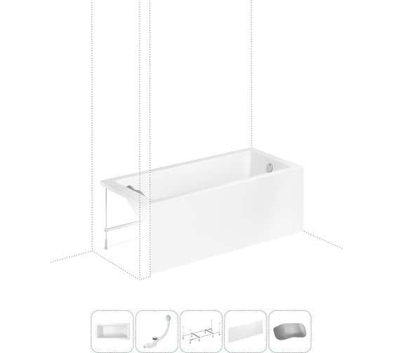 Изображение товара Акриловая ванна Lavinia Boho Element в наборе 5 в 1: акриловая ванна, каркас, экран, слив-перелив, подголовник 202011617