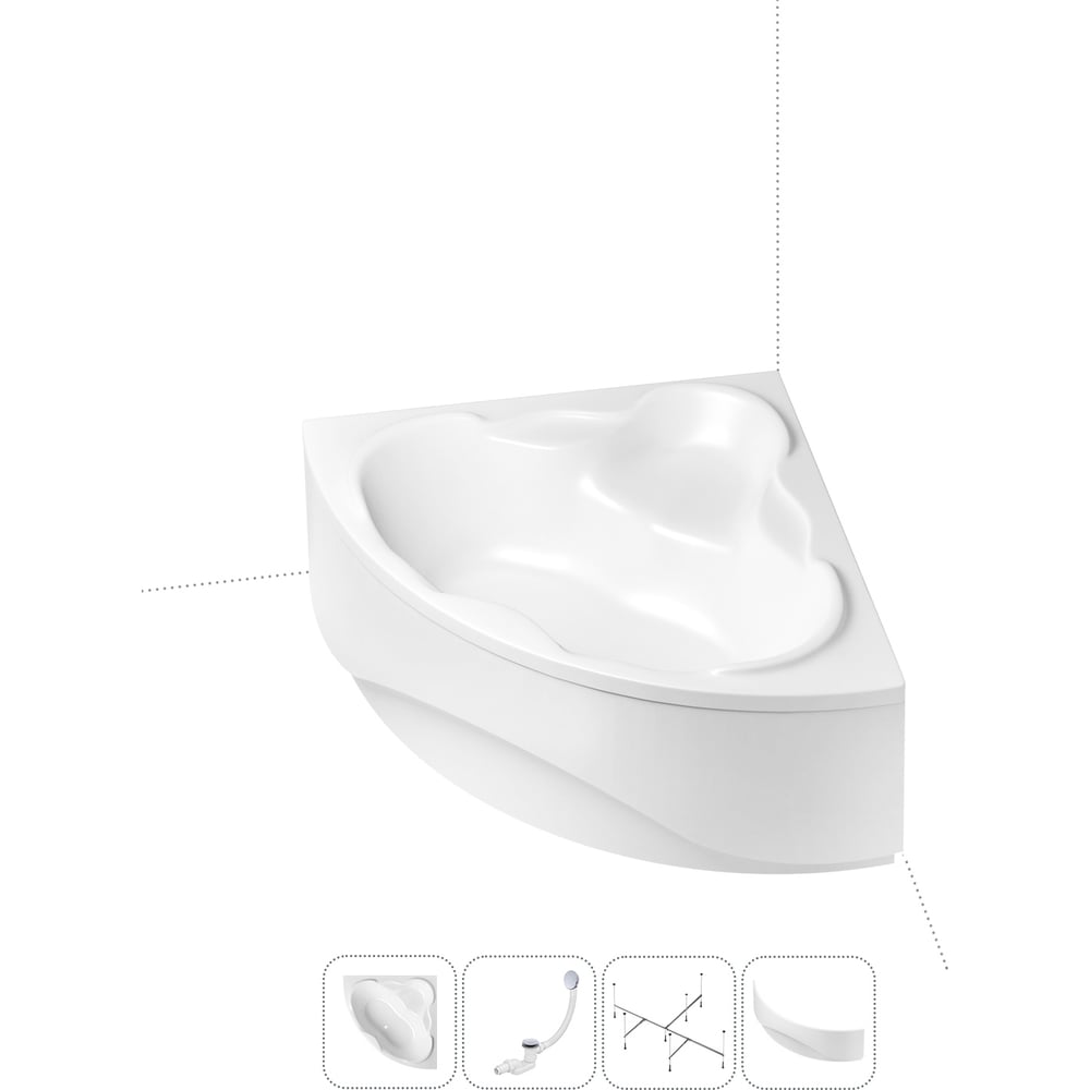 Изображение товара Акриловая ванна Lavinia Boho Elegant 4 в 1 с каркасом и экраном 1500x1500