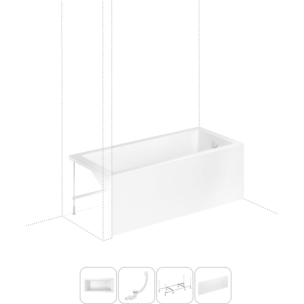 Изображение товара Акриловая ванна Lavinia Boho Element 4 в 1 с каркасом и экраном