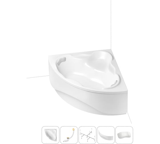 Изображение товара Акриловая ванна Lavinia Boho Elegant в наборе 5 в 1: акриловая ванна, каркас, экран, слив-перелив, подголовник 202011781