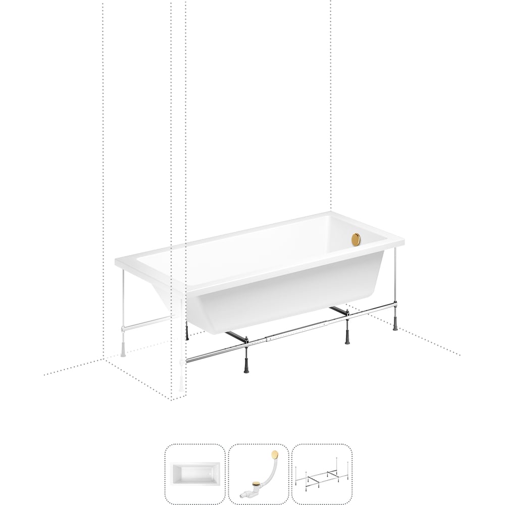 Изображение товара Акриловая ванна Lavinia Boho Element 3 в 1 с каркасом и сливом-переливом