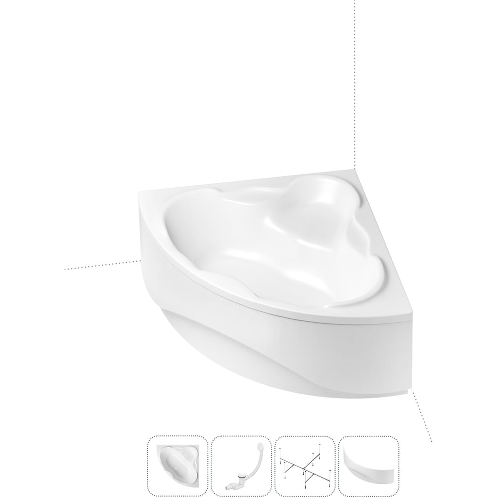 Изображение товара Акриловая ванна Lavinia Boho Elegant 4 в 1 угловая классика белая