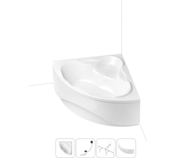 Изображение товара Акриловая ванна Lavinia Boho Elegant в наборе 4 в 1: акриловая ванна, каркас, экран, слив-перелив 202011225