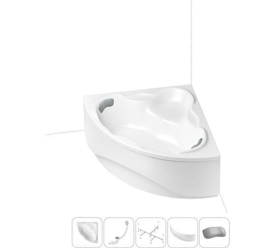 Изображение товара Акриловая ванна Lavinia Boho Elegant в наборе 5 в 1: акриловая ванна, каркас, экран, слив-перелив, подголовник 202011643