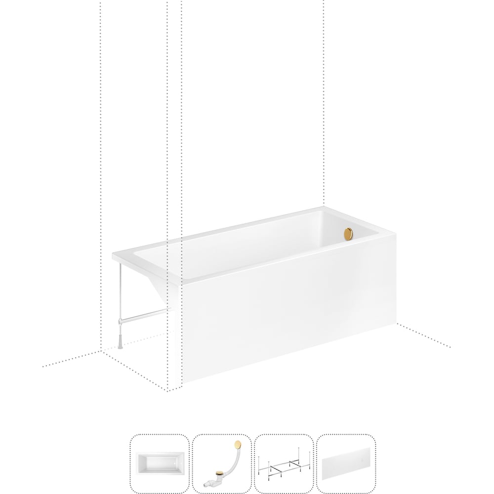 Изображение товара Акриловая ванна Lavinia Boho Element 4 в 1, прямоугольная, белая, 200 л