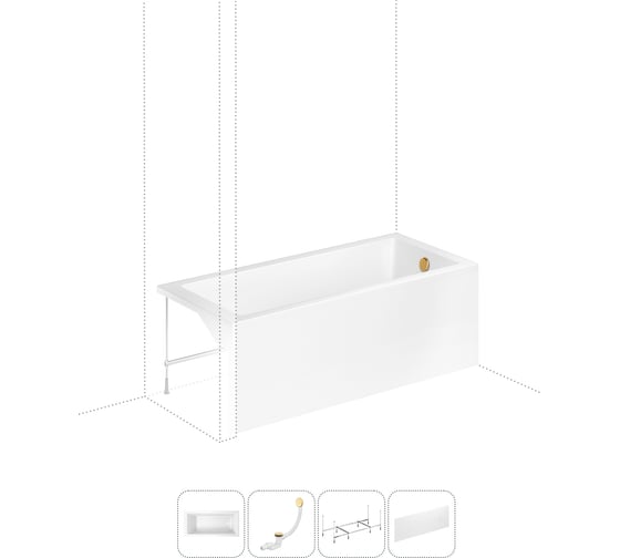 Изображение товара Акриловая ванна Lavinia Boho Element в наборе 4 в 1: акриловая ванна, каркас, экран, слив-перелив 202011245