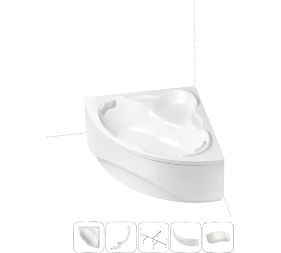 Изображение товара Акриловая ванна Lavinia Boho Elegant в наборе 5 в 1: акриловая ванна, каркас, экран, слив-перелив, подголовник 202011690