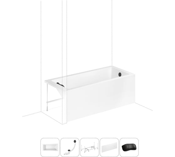 Изображение товара Акриловая ванна Lavinia Boho Element в наборе 5 в 1: акриловая ванна, каркас, экран, слив-перелив, подголовник 202011709