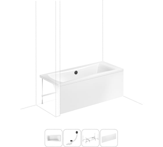 Изображение товара Акриловая ванна Lavinia Boho Evan в наборе 4 в 1: акриловая ванна, каркас, экран, слив-перелив 202011201