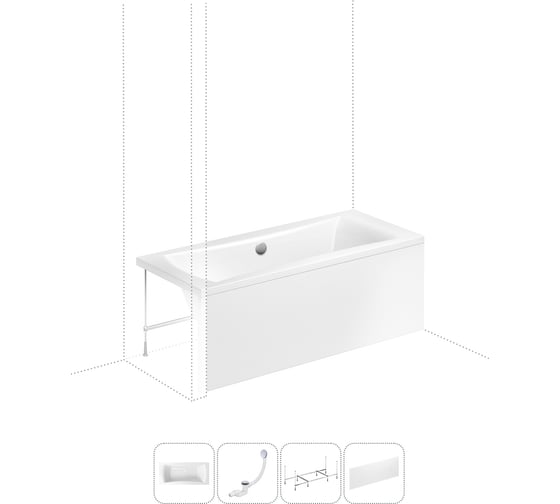 Изображение товара Акриловая ванна Lavinia Boho Evan в наборе 4 в 1: акриловая ванна, каркас, экран, слив-перелив 202011110