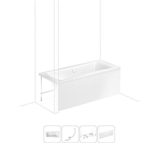 Изображение товара Акриловая ванна Lavinia Boho Evan в наборе 4 в 1: акриловая ванна, каркас, экран, слив-перелив 202011155