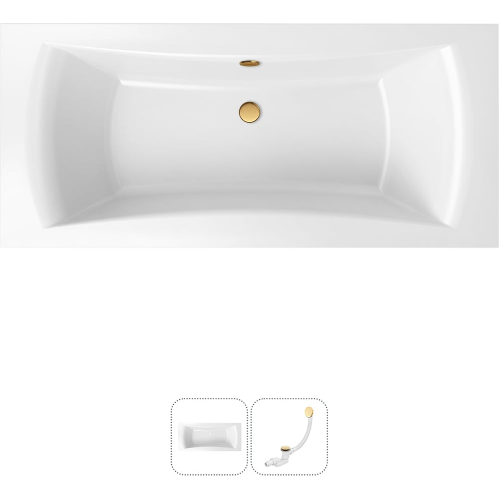 Изображение товара Акриловая ванна Lavinia Boho Evan в наборе с сливом прозрачной белой стильной ванной